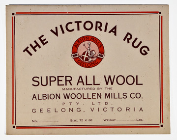 Ephemera - The Victoria Rug, Albion Mills, Albion Woollen Mills Co. Pty Ltd