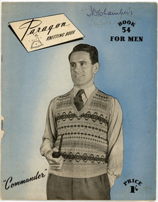 Book - Paragon Knitting Book, Book 54, For Men, Paragon Art Needlecraft, c.1950s