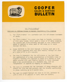 Booklet - The “Port-O-Spray”, Coopers Sales and Service Bulletin, William Cooper & Nephews (Australia) Pty. Ltd, 1950s
