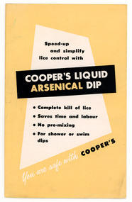 Ephemera - Cooper’s Liquid Arsenical Dip, William Cooper & Nephews (Australia) Pty. Ltd, 1950s