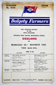 Document - Wool Auction Catalogue, Dalgety Farmers Limited, 1988