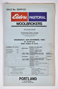 Archive - Wool Auction Catalogue, Elders Limited, 1988