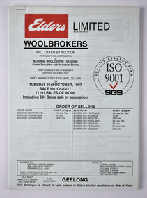 Archive - Wool Auction Catalogue, Elders Limited, 1997
