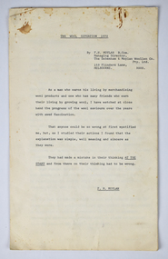 Archive - Report, Fred Moylan, The Wool Situation, 1970