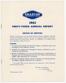 Document - Grazcos Annual Report, 1962