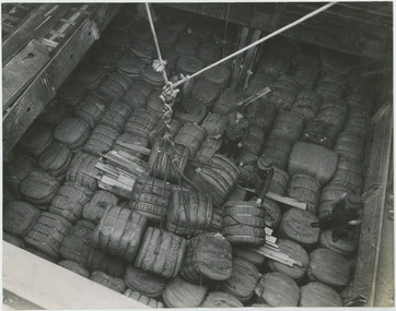 Photograph - Loading wool bales onto ship, 1960s