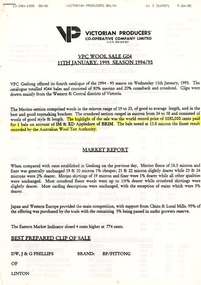 Document - Victorian Producers' Market Report, Victorian Producers' Co-operative Limited, 11 January 1995
