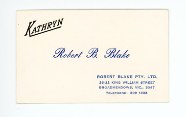 Card - Business Card, Kathryn Knitwear, c.1960-1980