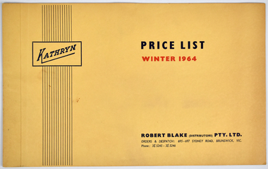 Archive - Price List, Kathryn Knitwear, 1964