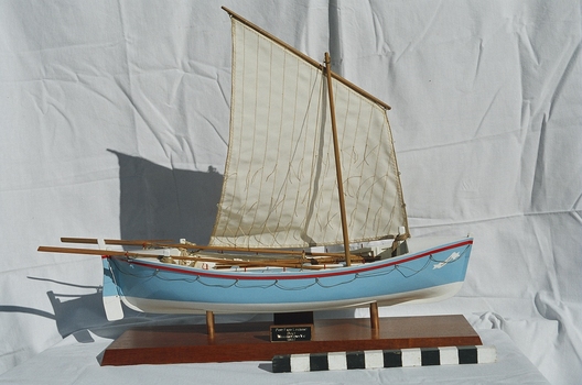 Scale Model of Port Fairy Life Boat rigged with sail.