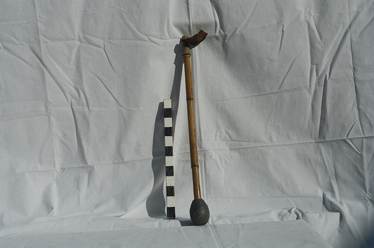 Cane Handle with heavy lead bulb at one end to allow light line to be thrown from Life Boat to shipwreck survivors.