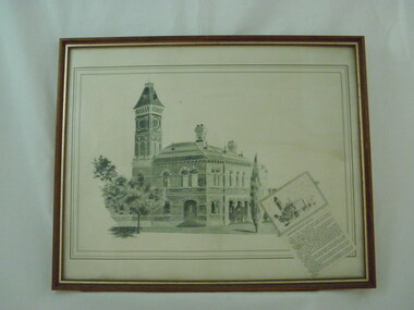 Framed illustration of Shepparton Post Office