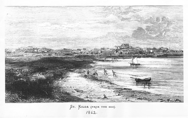 Photograph - Artwork, R. Jenny, St Kilda (from the sea), 1873-1878