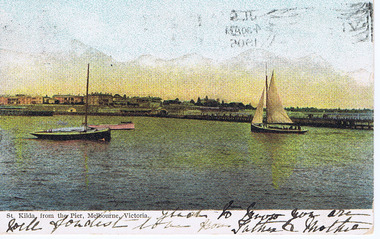 Ephemera - Postcard, St Kilda from the Pier, 1905