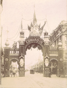 Photograph - Photograph arch, CJ Frager, Edward VII Coronation Arch, Princes Bridge, 1901