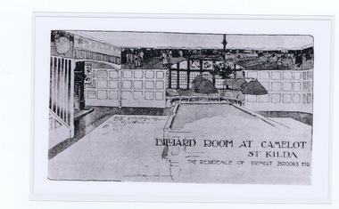 Drawing - Building interior, Billiard Room at Camelot St Kilda interior
