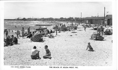 Photograph, Rose Series Postcard, The Beach St. Kilda West, Vic, 1940-1960
