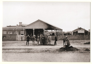Photograph - Photograph of street scene, St Kilda Railway Station Fitzroy Street, c1861
