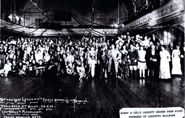 Photograph, Geo Wall's flashlight, Harry & Emily Leggett's fancy dress Cinderella Ball at St Kilda Town Hall, 26 June 1915