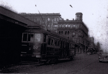 Photograph, Railway tram at St Kilda Station, c. 1950s?