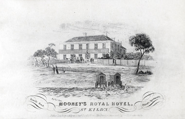 Photograph - Lithograph, Ham, Thomas (1821-1870), Mooney's Royal Hotel, St Kilda, 1851