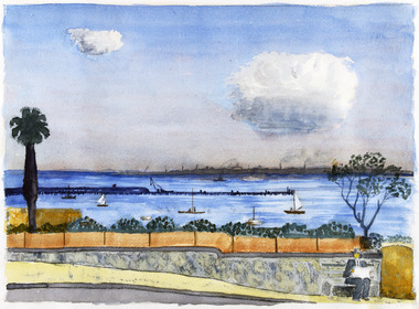Painting - Watercolour, Watercolour image of the St Kilda Foreshore
