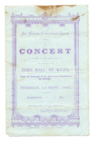 Programme - Concert program, St Kilda Football Club Concert, 1885