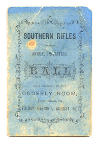Ephemera - Dance card, Southern Rifles Annual Invitation Ball, early 1900s (1905? 1911?)