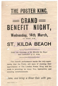 Ephemera - Special event program, The Poster King. Grand Benefit Night