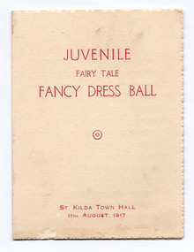 Ephemera - Dance card, Juvenile Fairy Tale Fancy Dress Ball, 1917