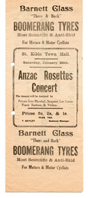 Ephemera - Concert program, Anzac Rosettes Concert, 1919