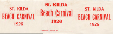 Ephemera - Banner, St Kilda Beach Carnival 1926, 1926