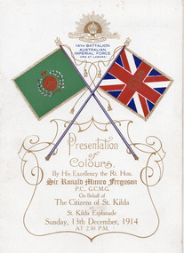 Ephemera - Special event program, Presentation of Colours, 1914