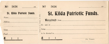 Administrative record - Receipt, St Kilda Patriotic Funds