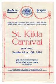 Ephemera - Special event program, St Kilda Carnival Souvenir Program, 1919