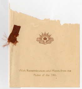 Ephemera - Booklet, With Remembrances and Hopes from the Padre of the 14th, 1917