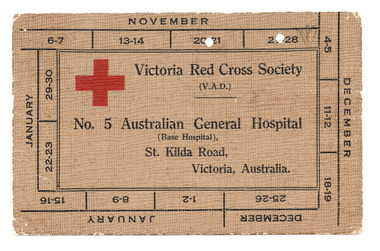 Administrative record - Attendance card, No 5 Australian General Hospital, 1915