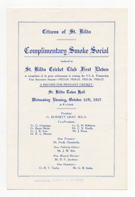 Ephemera - Special event program, Complimentary Smoke Social, 1927