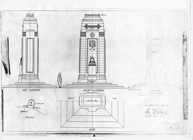 Plan - Architectural drawing, Competitive Design St Kilda War Memorial, c1923
