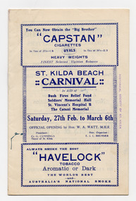 Ephemera - Program, St Kilda Beach Carnival 1926, 1926