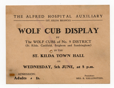 Ephemera - Ticket, Wolf Club Display, c1950s