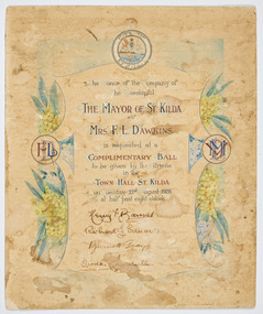 Ephemera - Invitation, Complimentary Ball, 1928