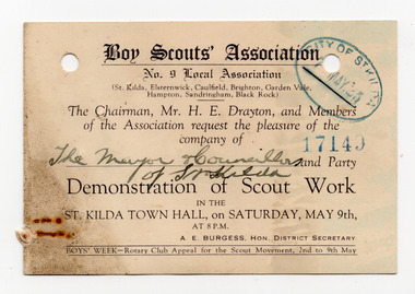 Ephemera - Invitation, Demonstration of Scout Work