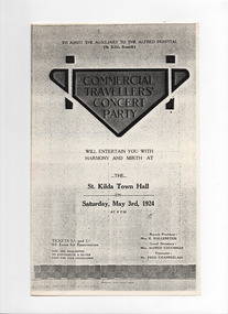 Ephemera - Concert program, Commercial Travellers' Concert Party, 1924