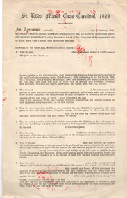 Administrative record - Legal agreement, St Kilda Mardis Gras Carnival, 1928, 1928