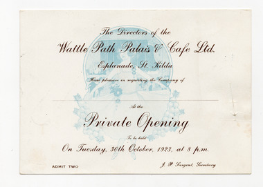 Ephemera - Invitation, Private Opening, 1923