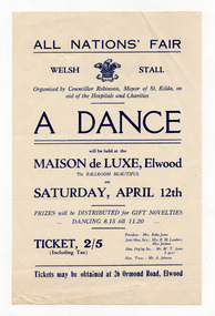 Ephemera - Flyer, All Nations' Fair Dance, 1930