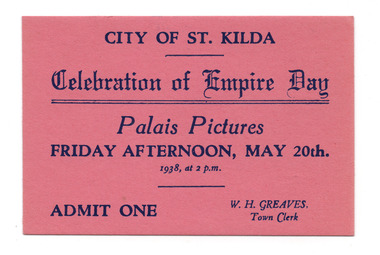 Ephemera - Ticket, Celebration of Empire Day, 1938