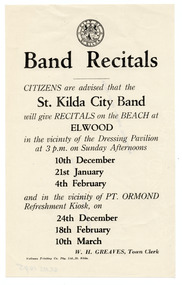 Ephemera - Flyer, Band Recitals, c1970s