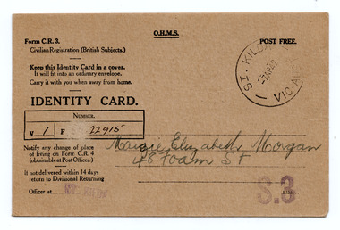 Administrative record - Identification card, Identity Card, 1942